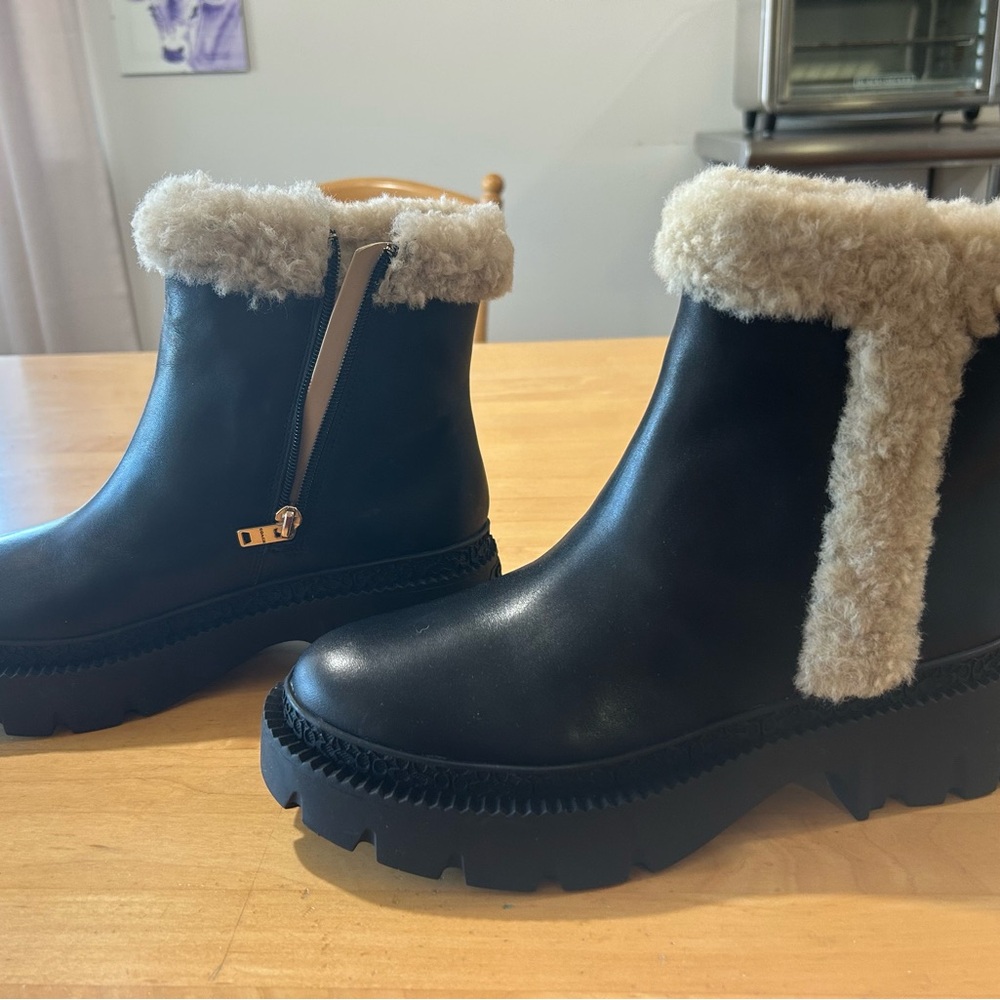 Cozy Black Jane Leather Coach Winter Boots